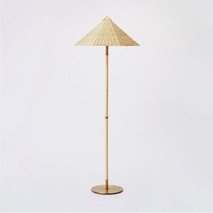 Studio McGee Floor Lamp with Tapered Rattan Shade Brown